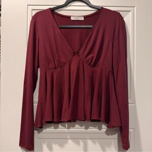 Elegant Burgundy Long Sleeve Top